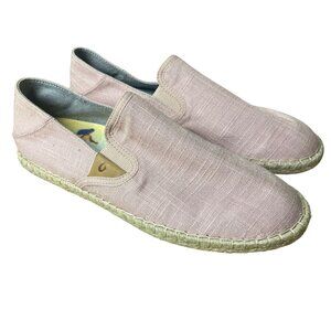 Olukai Kaula Pa'a Kapa Linen Espadrilles Pink Sz 10 Flats Slip On